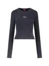Diesel M-anchor-a Cropped Denim Sweatshirt With Cut-out Detail In Black