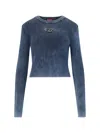 Diesel Women `m-anchor-a` Rib-knit Top With `oval D` In Blue