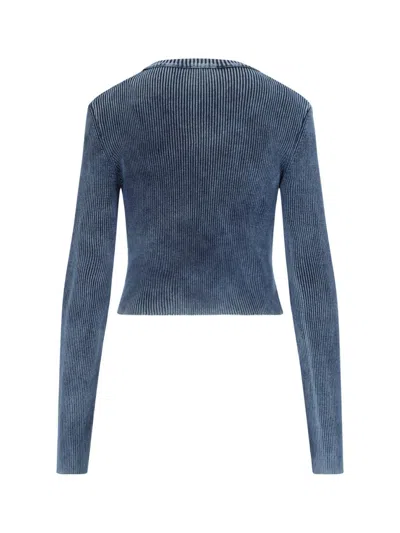 Diesel M-anchor-a Knit Crop Top In 426 - Peacoat Blue