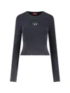 Diesel M-anchor-a Cropped Denim Sweatshirt With Cut-out Detail In Black