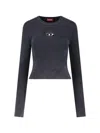 Diesel M-anchor-a Cropped Denim Sweatshirt With Cut-out Detail In Black
