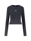 Diesel M-anchor-a Cropped Denim Sweatshirt With Cut-out Detail In Gray