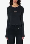 Diesel M-anchor-a Cropped Denim Sweatshirt With Cut-out Detail In Black