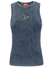 Diesel Ribbed Sleeveless Top With Distinctive Logo Detail In At