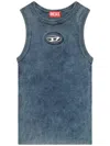 Diesel Ribbed Sleeveless Top With Distinctive Logo Detail In 8at