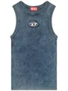 Diesel Ribbed Sleeveless Top With Distinctive Logo Detail In Blue