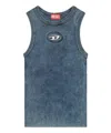 Diesel Ribbed Sleeveless Top With Distinctive Logo Detail In Blue