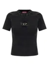 Diesel M-anchor-ss Ribbed Logo T-shirt In Black