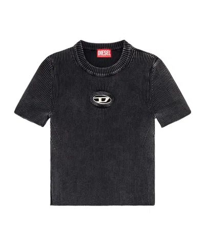 Diesel M-anchor-a-ss Short-sleeved Jumper In Black
