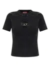 Diesel Short Sleeve Ribbed Crew Neck Top In Black