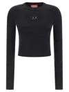 Diesel M-anchor-a Cropped Denim Sweatshirt With Cut-out Detail In Black