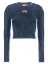 Diesel M-anchor-a Blue Ribbed Long-sleeve Top In Blue