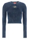 Diesel M-anchor-a Blue Ribbed Long-sleeve Top In Blue