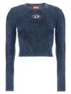 Diesel M-anchor-a Blue Ribbed Long-sleeve Top In Blue