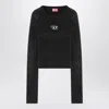 Diesel M-anchor-a Cropped Denim Sweatshirt With Cut-out Detail In Black