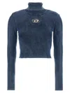 Diesel Cropped Turtleneck Sweater Ribbed Texture In Blue