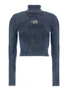 Diesel Cropped Slim-fit Top With Ribbed Texture In Blue