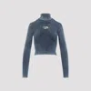 Diesel Cropped Turtleneck Sweater Ribbed Texture In At Peacoat Blue