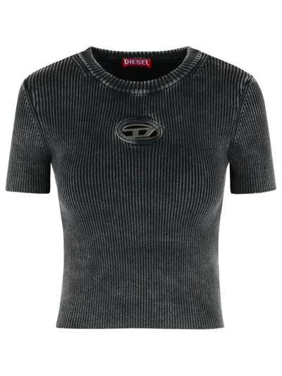 Diesel M Anchor Cotton Crew Neck T Shirt In Black