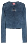 Diesel Women M-anchor Cotton Sweater In Blue