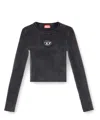 Diesel M-anchor-a Cropped Denim Sweatshirt With Cut-out Detail In Black