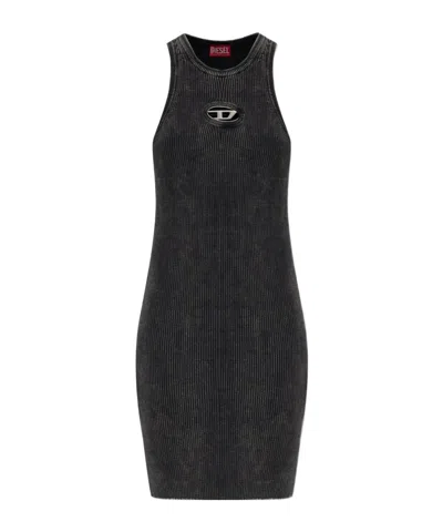 DIESEL M-ANCHORAGE LOGO-PLAQUE RIBBED MINI DRESS