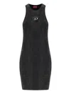 Diesel M-anchorage Logo-plaque Ribbed Mini Dress In Black