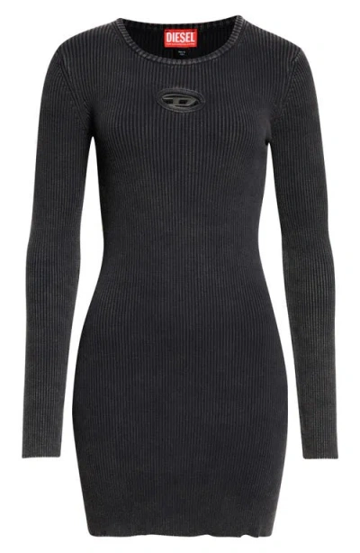 Diesel ® M-anchorage Long Sleeve Body-con Minidress In Black