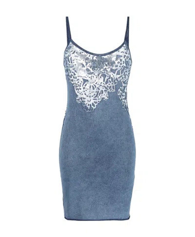 Diesel M-apelle Sheer-panelling Stonewashed Minidress In Blue