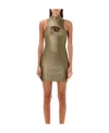 Diesel M-arcey Metallic Sleeveless Minidress In Brown