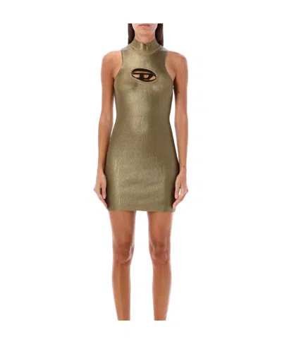Diesel M-arcey Metallic Sleeveless Minidress In Brown