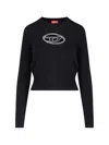 Diesel Jumper With Embroidered Cut-out Logo In Black