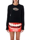 Diesel T-shirt A Maniche Lunghe Con Logo Cut-out In Black