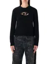 Diesel M-areesa Slim Cut-out Logo Sweater In Black