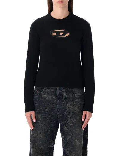 Diesel M-areesa Slim Cut-out Logo Sweater In Black