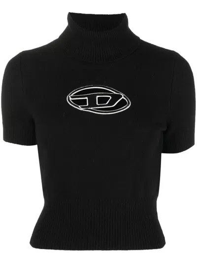 DIESEL `M-ARGARET` SHORT SLEEVE SWEATER WITH CUT-OUT LOGO