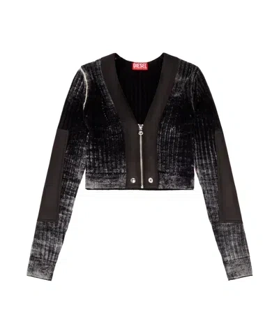 Diesel M-asera Cropped Cardigan In Black