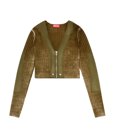 Diesel M-asera Cropped Cardigan In Green