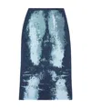 Diesel Blue Midi Skirt In Devor Metallic Knit In Blue