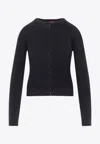 Diesel Fitted Button-up Sweater With Ribbed Detailing In Black