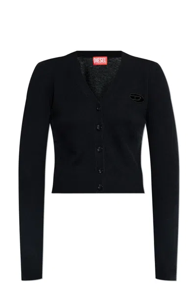 Diesel M-arte V-neck Knitted Cardigan In Black