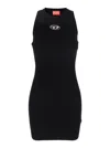 Diesel M-caddix Black Dress With Oval D Logo Plaque On The Front In Viscose Blend Woman