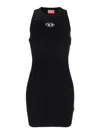 Diesel M-caddix Black Dress With Oval D Logo Plaque On The Front In Viscose Blend Woman In Multicolor