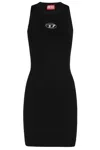 Diesel M-caddix Black Dress With Oval D Logo Plaque On The Front In Viscose Blend Woman