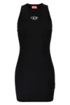 Diesel M-caddix Black Dress With Oval D Logo Plaque On The Front In Viscose Blend Woman