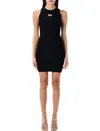 Diesel M-caddix Black Dress With Oval D Logo Plaque On The Front In Viscose Blend Woman In Burgundy