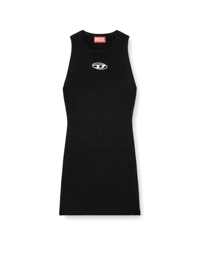 Diesel M-caddix Responsible Ribbed Viscose Dress In Black