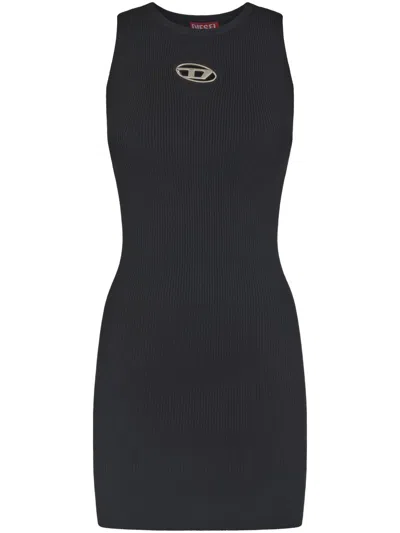 Diesel M-caddix Ribbed Fitted Sleeveless Dress In Black