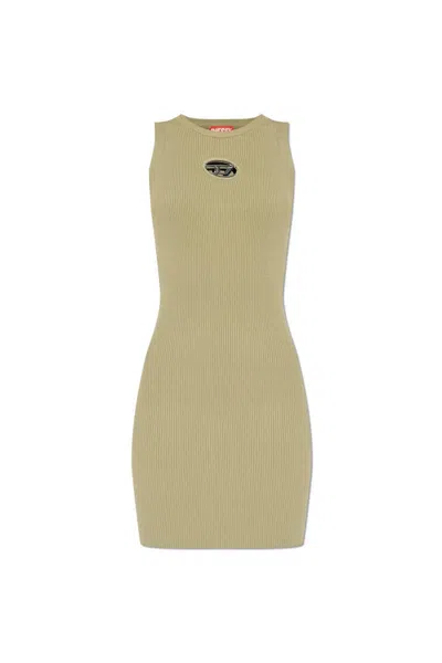 Diesel M-caddix Ribbed Knit Sleeveless Dress In Verde