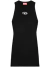 Diesel M-caddix Black Dress With Oval D Logo Plaque On The Front In Viscose Blend Woman
